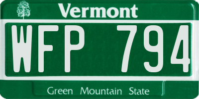 VT license plate WFP794