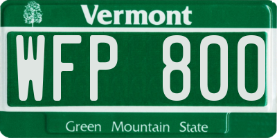 VT license plate WFP800
