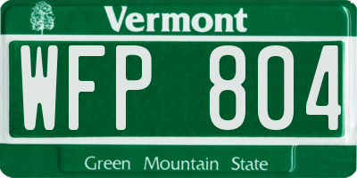 VT license plate WFP804