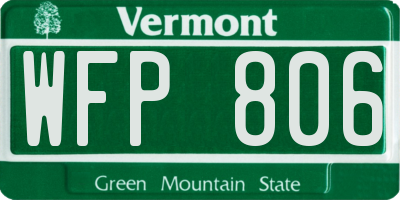 VT license plate WFP806