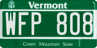 VT license plate WFP808