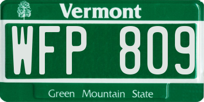 VT license plate WFP809