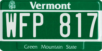VT license plate WFP817