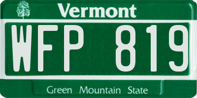 VT license plate WFP819