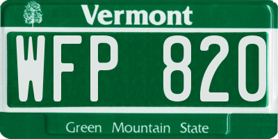 VT license plate WFP820