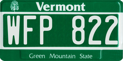 VT license plate WFP822