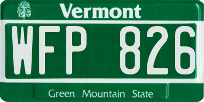VT license plate WFP826