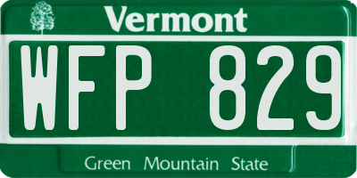 VT license plate WFP829