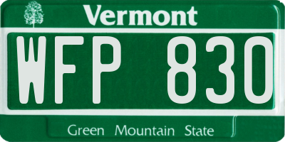 VT license plate WFP830