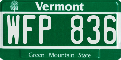 VT license plate WFP836