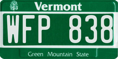 VT license plate WFP838