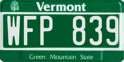 VT license plate WFP839