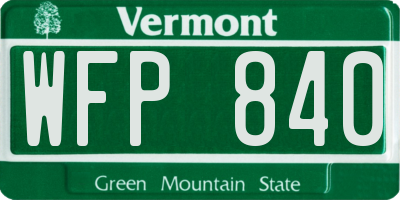 VT license plate WFP840