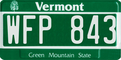 VT license plate WFP843