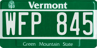 VT license plate WFP845
