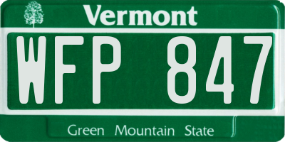 VT license plate WFP847