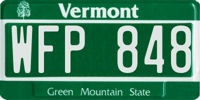 VT license plate WFP848
