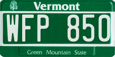 VT license plate WFP850