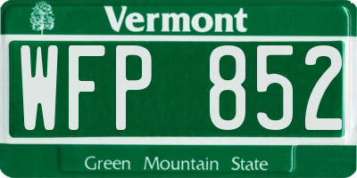 VT license plate WFP852