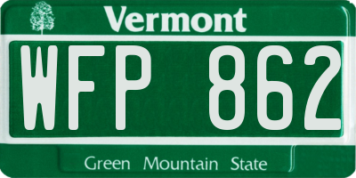 VT license plate WFP862