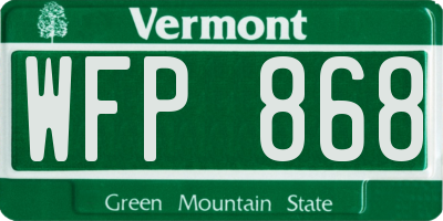 VT license plate WFP868