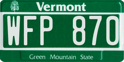 VT license plate WFP870