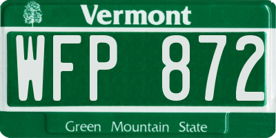 VT license plate WFP872