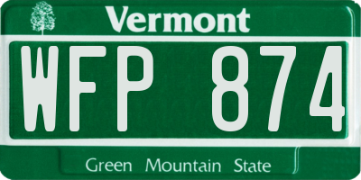 VT license plate WFP874