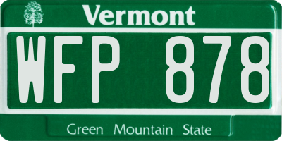 VT license plate WFP878