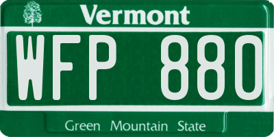 VT license plate WFP880