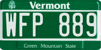 VT license plate WFP889