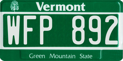 VT license plate WFP892