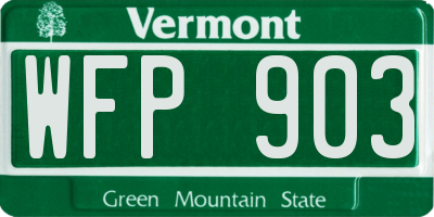 VT license plate WFP903