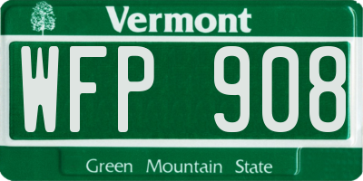 VT license plate WFP908