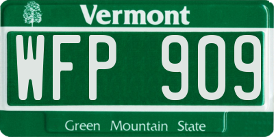 VT license plate WFP909