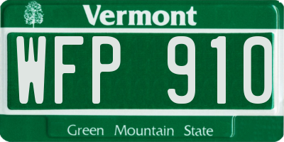 VT license plate WFP910
