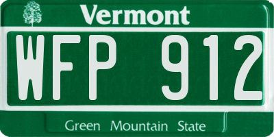 VT license plate WFP912