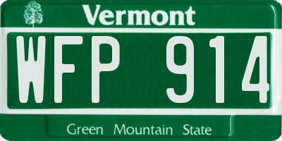 VT license plate WFP914