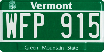 VT license plate WFP915