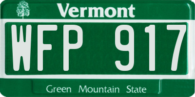 VT license plate WFP917