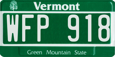 VT license plate WFP918