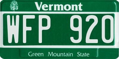 VT license plate WFP920