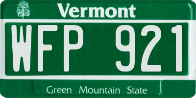 VT license plate WFP921