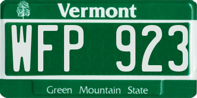 VT license plate WFP923