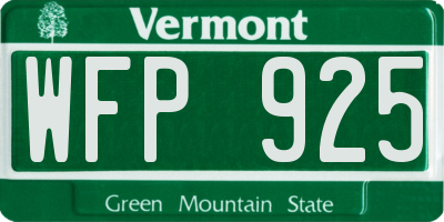 VT license plate WFP925