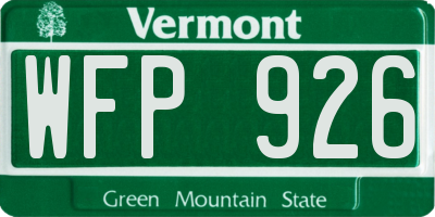 VT license plate WFP926