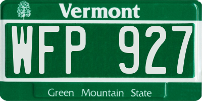 VT license plate WFP927