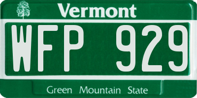 VT license plate WFP929