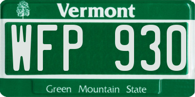 VT license plate WFP930