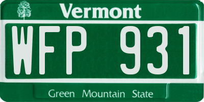VT license plate WFP931
